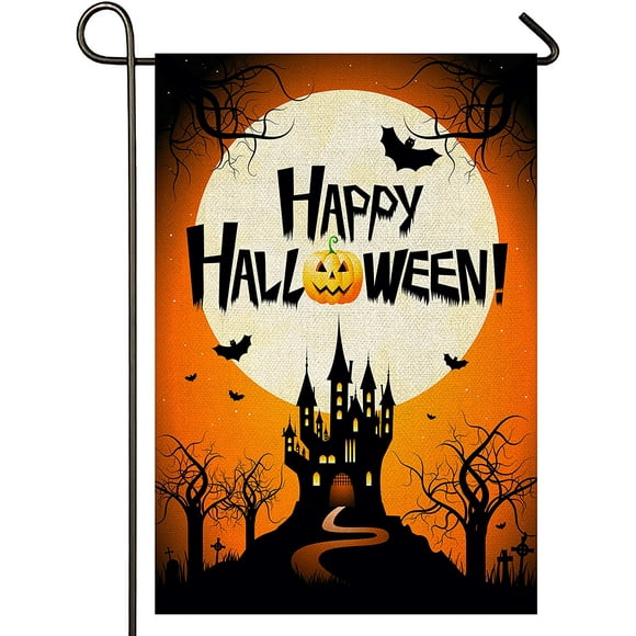 chengxun Happy Halloween Boo Garden Flag Halloween Cute and Funny Ghost Double Sided Burlap Flag 12.5×18 Inch Home and Outdoor Yard Decor 